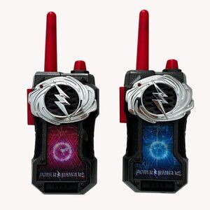 2 Power Rangers Walkie Talkies Lightning Bolt Blue Red Antennas Kids Toy Radio